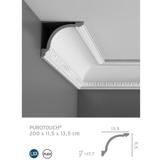 C216 listwa gzymsowa z ornamentem 11,5 x 13,5 x 200 cm ORAC LUXXUS