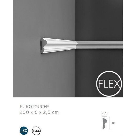 P8020Fprofil dekoracyjny gięty 6 x 2,5 x 200 cm ORAC LUXXUS