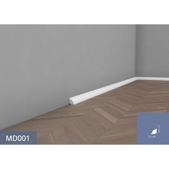 MD001P listwa przypodłogowa lakierowana 2,1 x 2,1 x 200 cm MARDOM DECOR ELITE PREMIUM