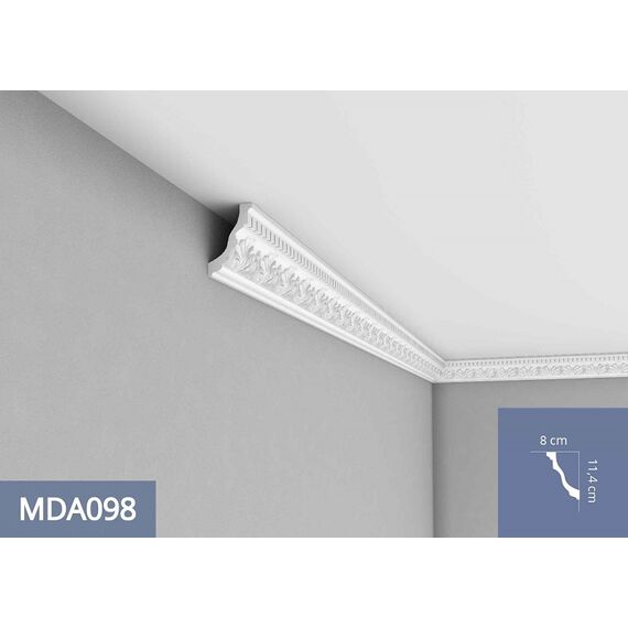 MDA098 listwa gzymsowa z ornamentem 7,4 x 11,6 x 240 cm MARDOM DECOR PRESTIGE